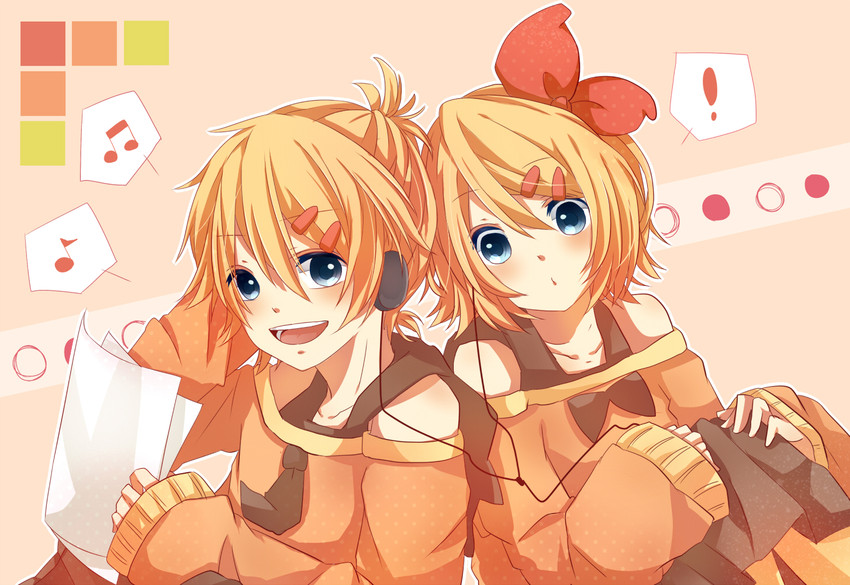 kagamine rin and kagamine len (vocaloid) drawn by mikan_(kuriyu405)