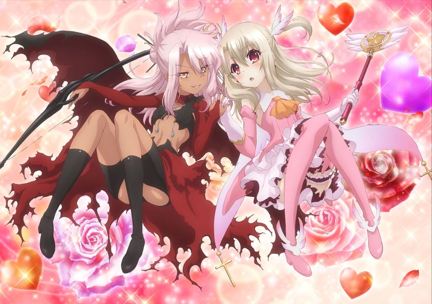 illyasviel von einzbern, chloe von einzbern, prisma illya, and magical ruby (fate and 1 more)