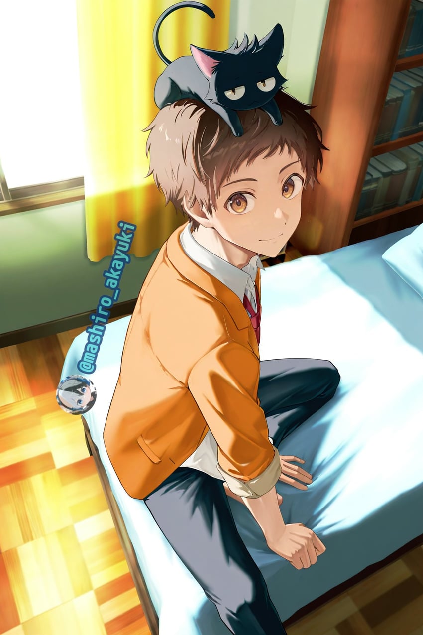sleepy ash and shirota mahiru (servamp) drawn by mashiro_akayuki