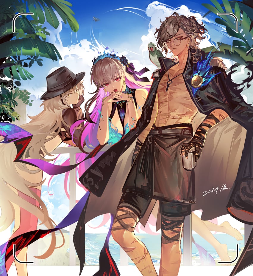 jeanne d'arc alter, kama, and edmond dantes (fate and 1 more) drawn by lsuiany