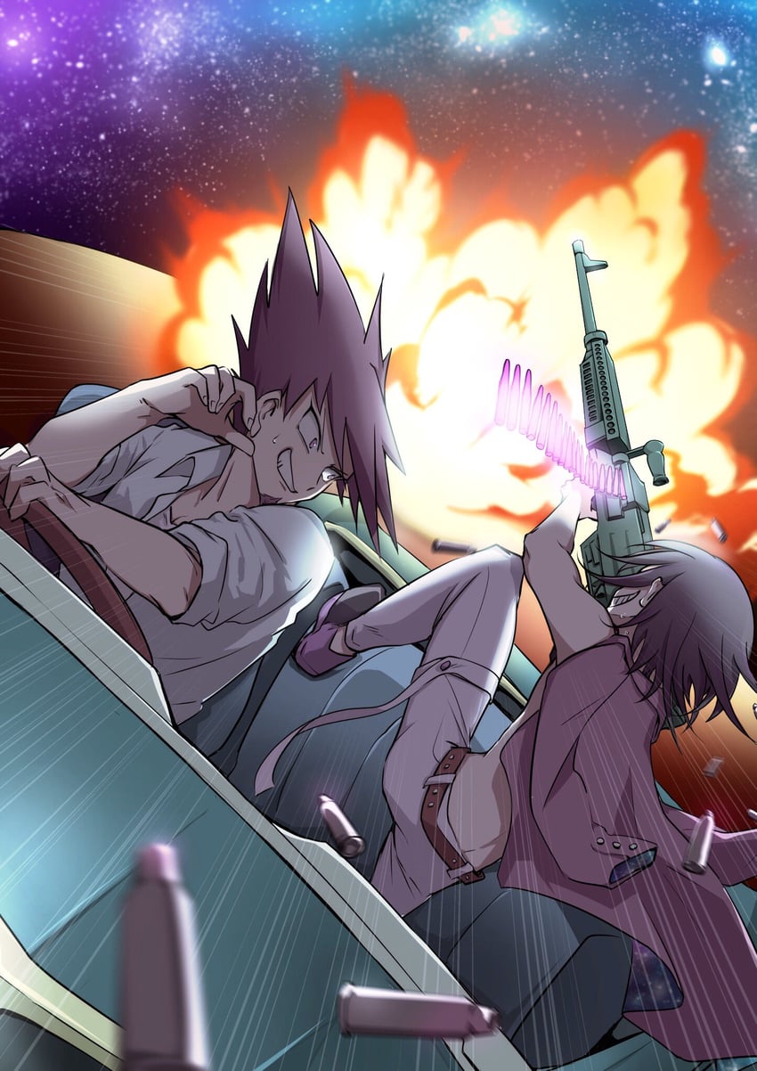 oma kokichi and momota kaito (danganronpa and 1 more) drawn by shachoo_(poco_poco)