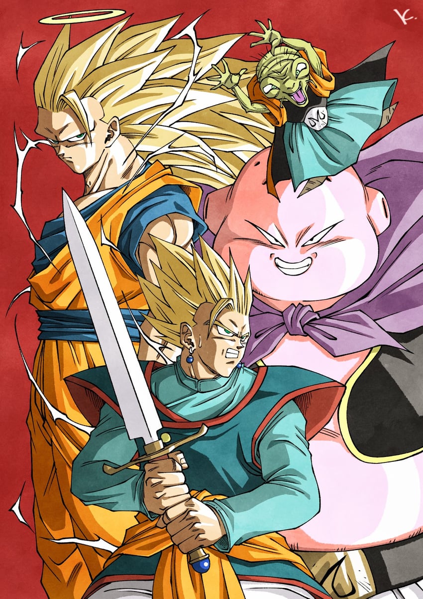 son goku, son gohan, majin buu, fat buu, and babidi (dragon ball and 1 more) drawn by kakeru_(dbskakeru)