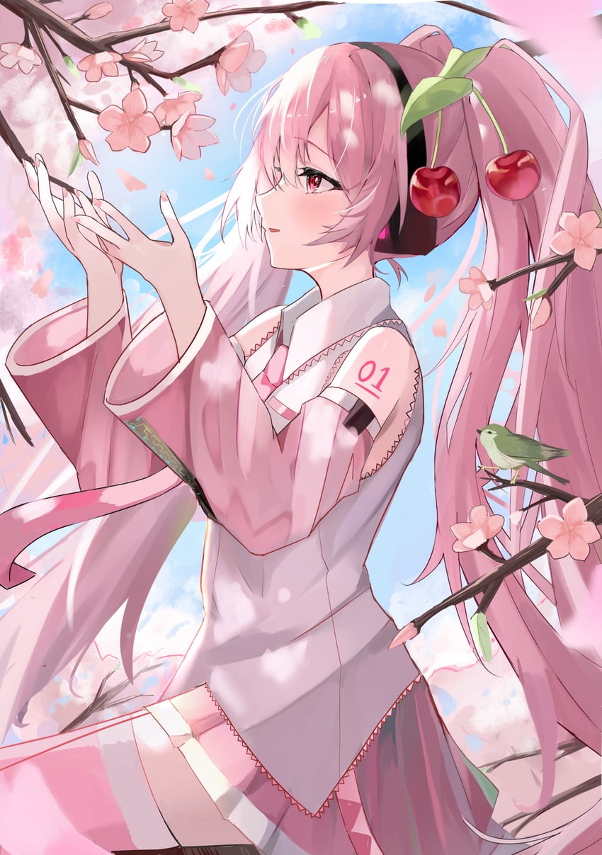 hatsune miku and sakura miku (vocaloid) drawn by flowle_ow0