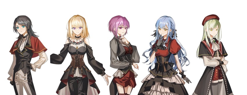 togawa sakiko, wakaba mutsumi, yahata umiri, misumi uika, mortis, and 5 more (bang dream! and 1 more) drawn by kirinorui