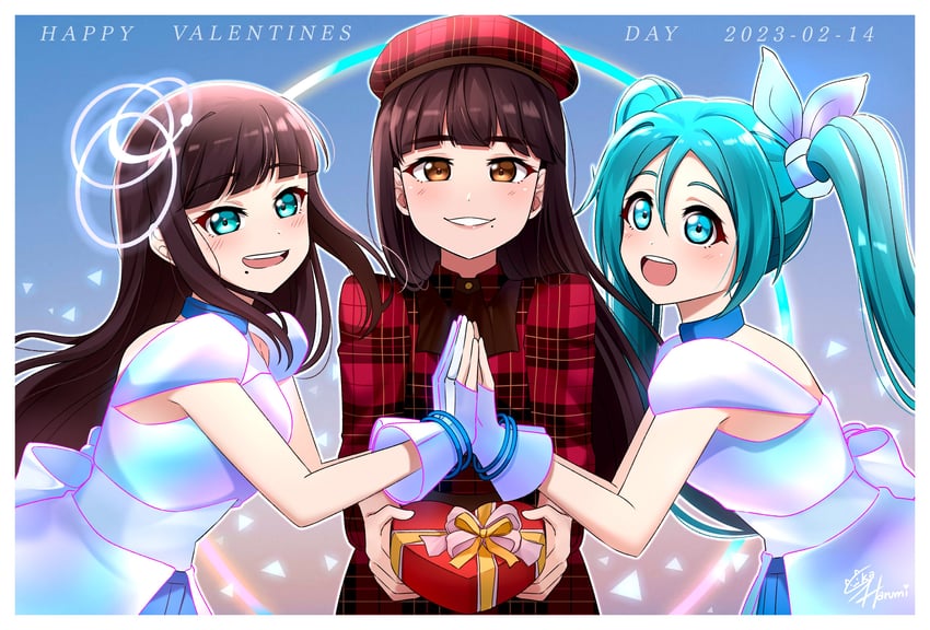 hatsune miku, kurosawa dia, and komiya arisa (vocaloid and 2 more) drawn by ska.harumi