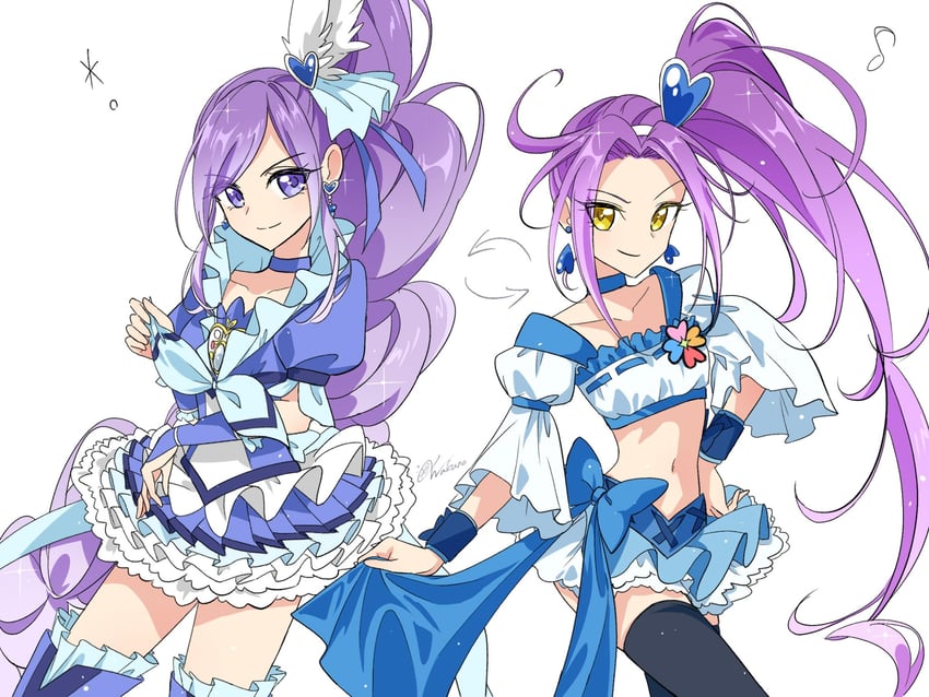 kurokawa eren, aono miki, cure berry, and cure beat (precure and 2 more) drawn by wakuno_lemon