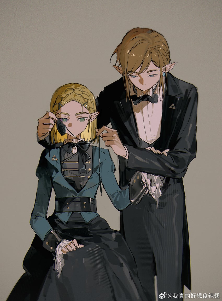 link, princess zelda, ciel phantomhive, and sebastian michaelis (the legend of zelda and 2 more) drawn by akihare