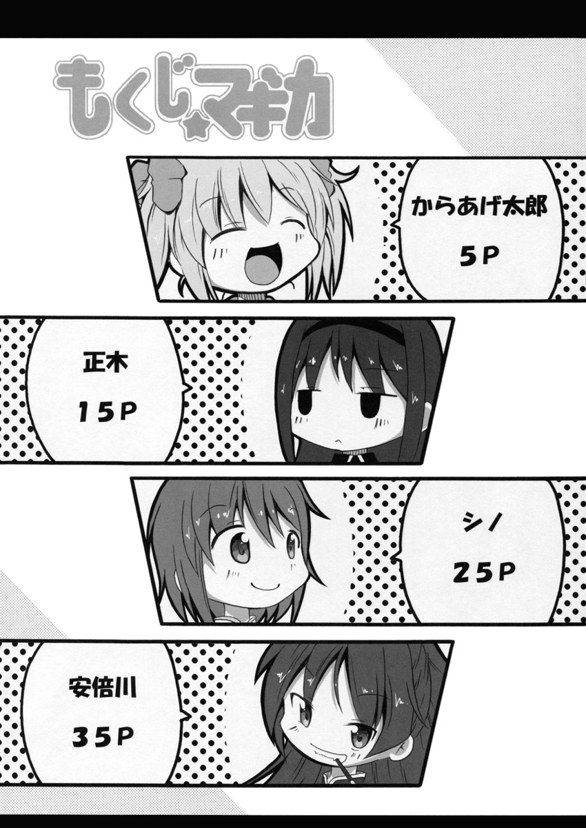 akemi homura, kaname madoka, miki sayaka, and sakura kyoko (mahou shoujo madoka magica) drawn by shino_(ponjiyuusu)