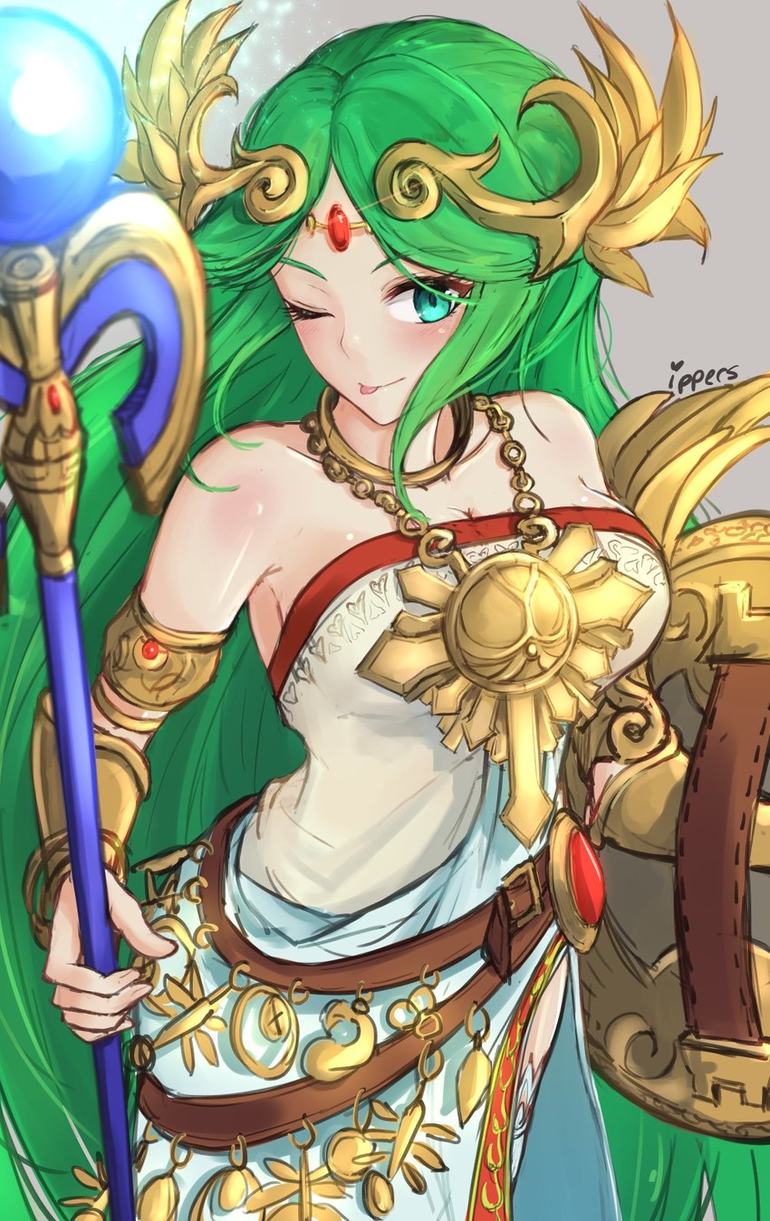 palutena (super smash bros. and 2 more) drawn by ippers