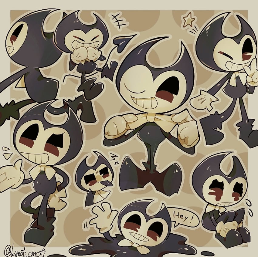 bendy (bendy and the ink machine) drawn by kimoti_omoti
