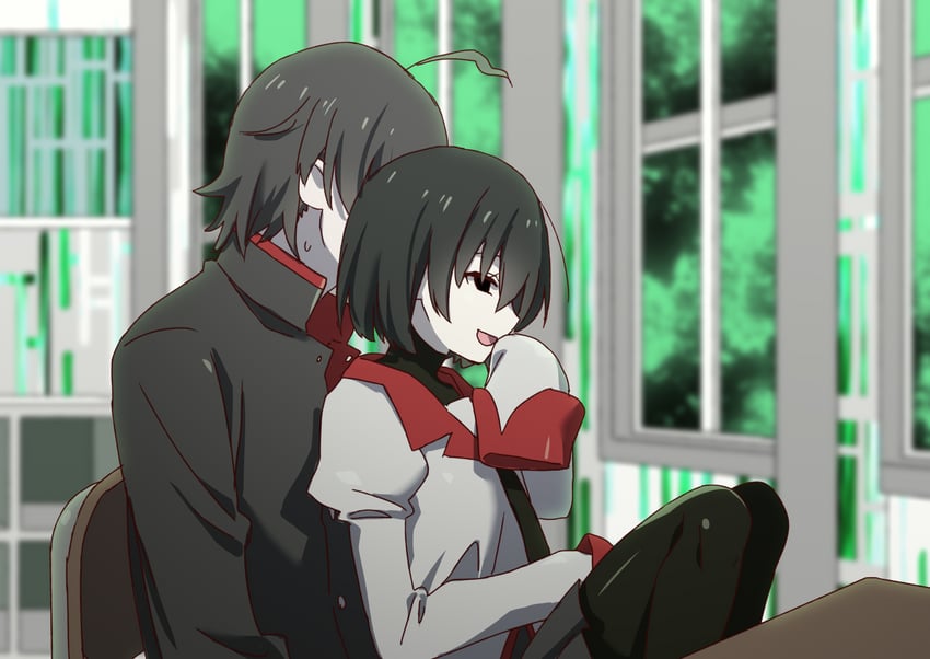araragi koyomi and oshino ougi (monogatari) drawn by manimani_(mani_ma)