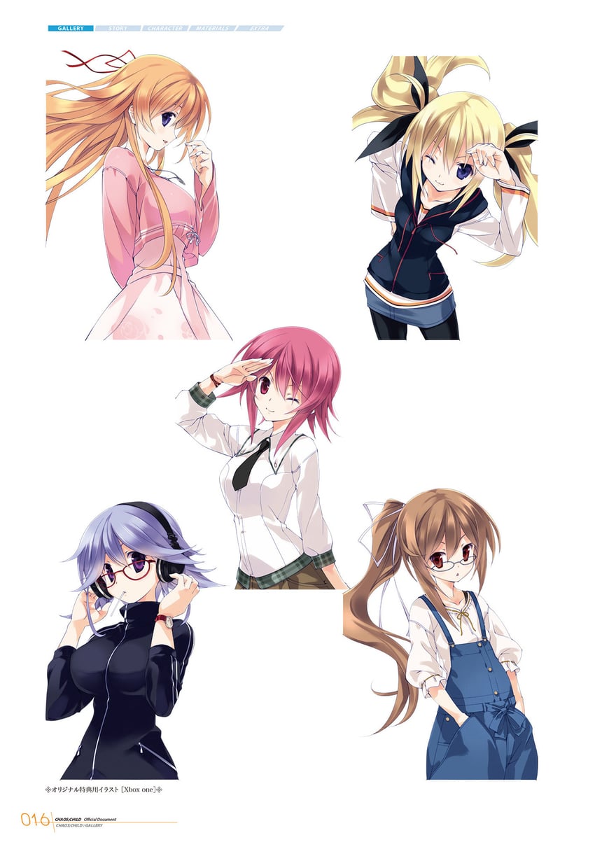 onoe serika, arimura hinae, kurusu nono, kazuki hana, and yamazoe uki (chaos;child) drawn by sasaki_mutsumi