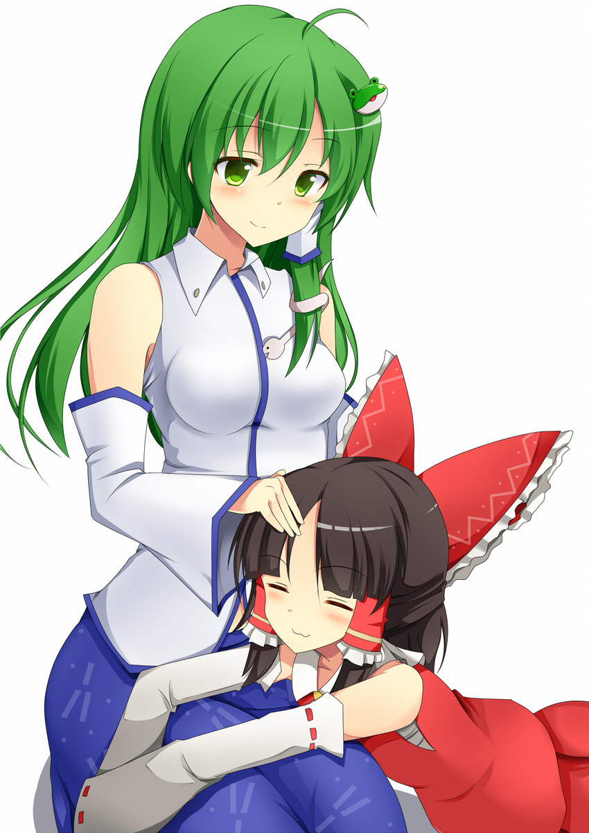 hakurei reimu, kochiya sanae, benikurage, and paseri (touhou and 1 more) drawn by szk