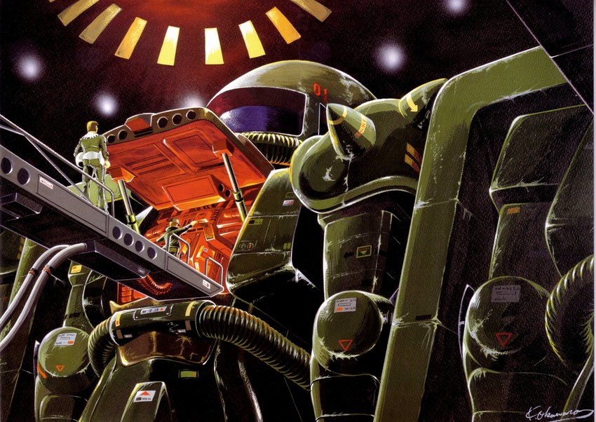 zaku ii (gundam and 1 more) drawn by ookawara_kunio