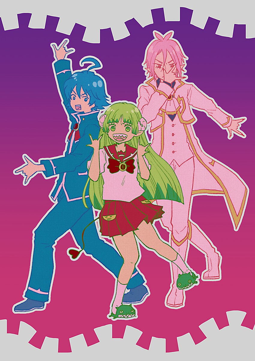 suzuki iruma, valac clara, and asmodeus alice (mairimashita! iruma-kun) drawn by hachicoro93
