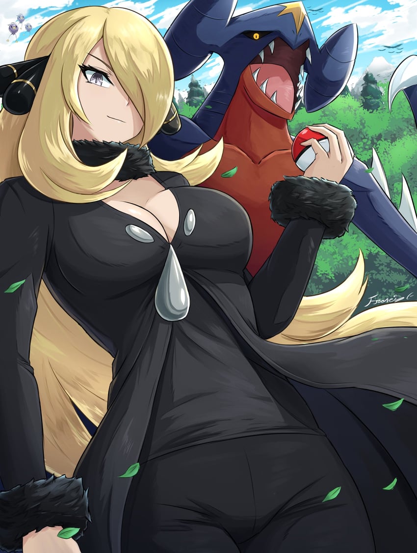 cynthia, garchomp, and drifloon (pokemon and 1 more) drawn by fgsketch
