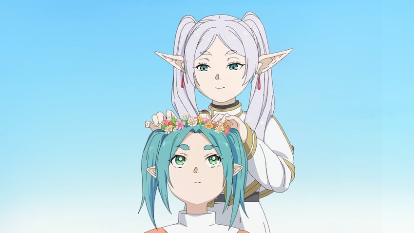 frieren and ononoki yotsugi (monogatari and 2 more) drawn by solal_girardin