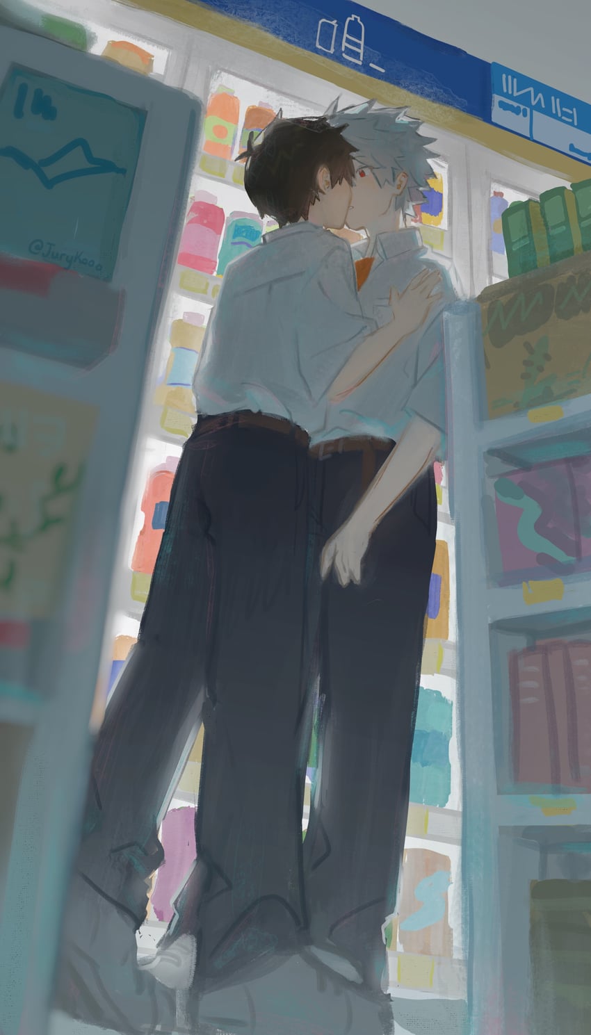 ikari shinji and nagisa kaworu (neon genesis evangelion) drawn by jurykooo