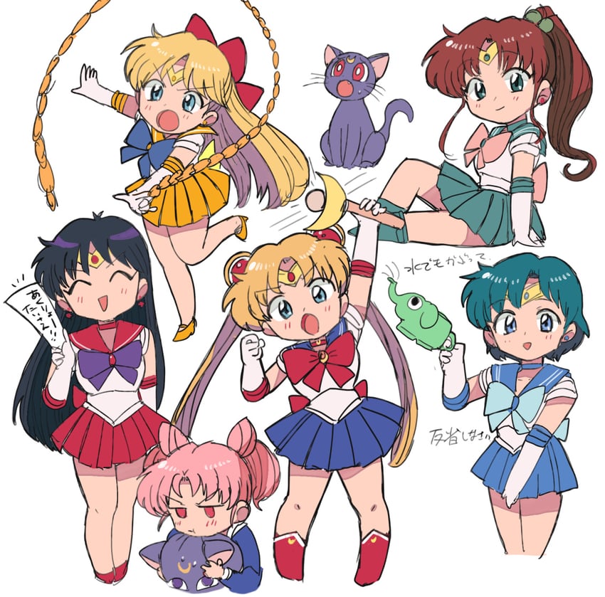 tsukino usagi, sailor moon, mizuno ami, aino minako, hino rei, and 8 more (bishoujo senshi sailor moon and 1 more) drawn by tsubobot