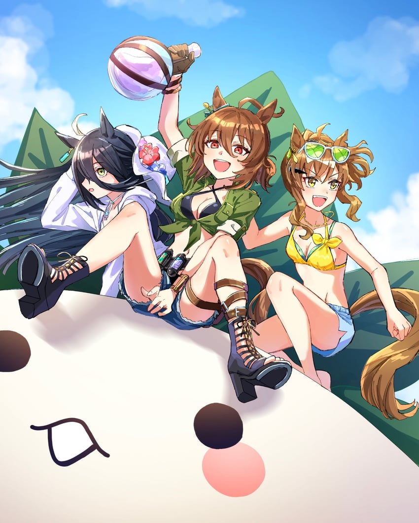 agnes tachyon, kii-kun, jungle pocket, and manhattan cafe (umamusume) drawn by nayuta_ggg