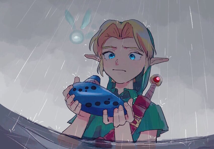 link, young link, and navi (the legend of zelda and 1 more) drawn by yamori_(yamoooon21)