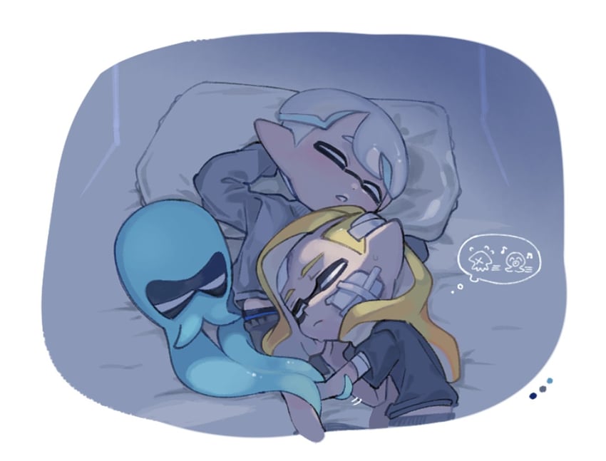 inkling player character and inkling boy (splatoon) drawn by spl8ya