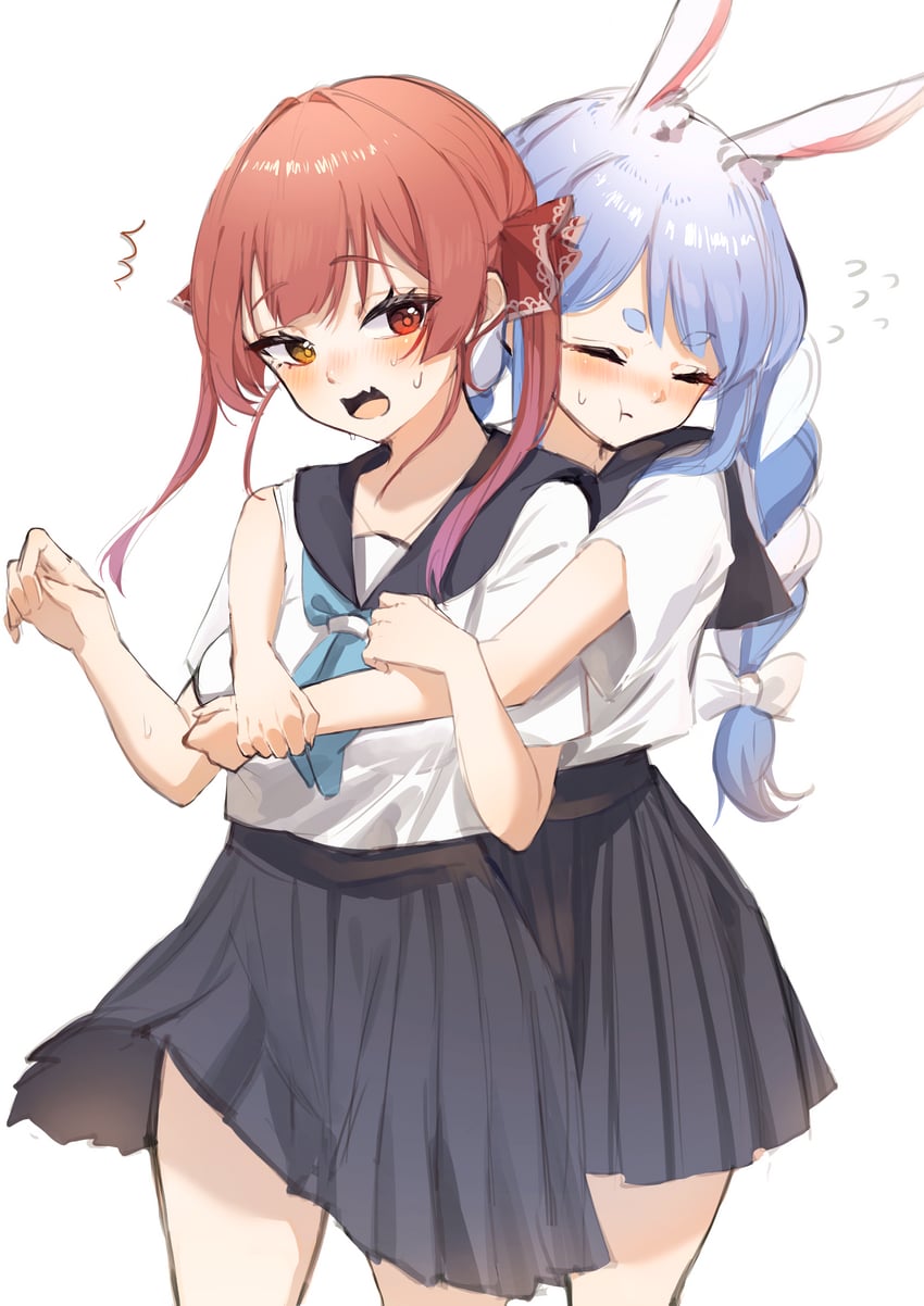 houshou marine and usada pekora (hololive) drawn by tama_konnyaku