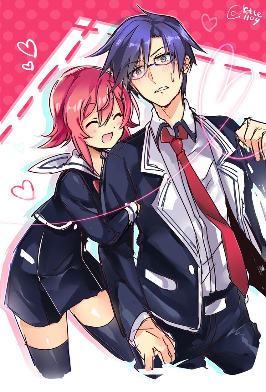 onoe serika and miyashiro takuru (chaos;child) drawn by rotte_(1109)