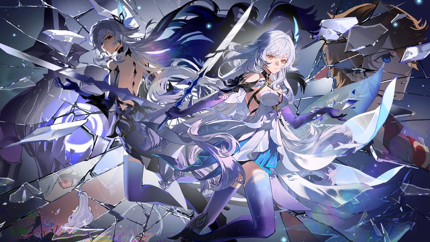 tartaglia and skirk (genshin impact) drawn by guaisanmu