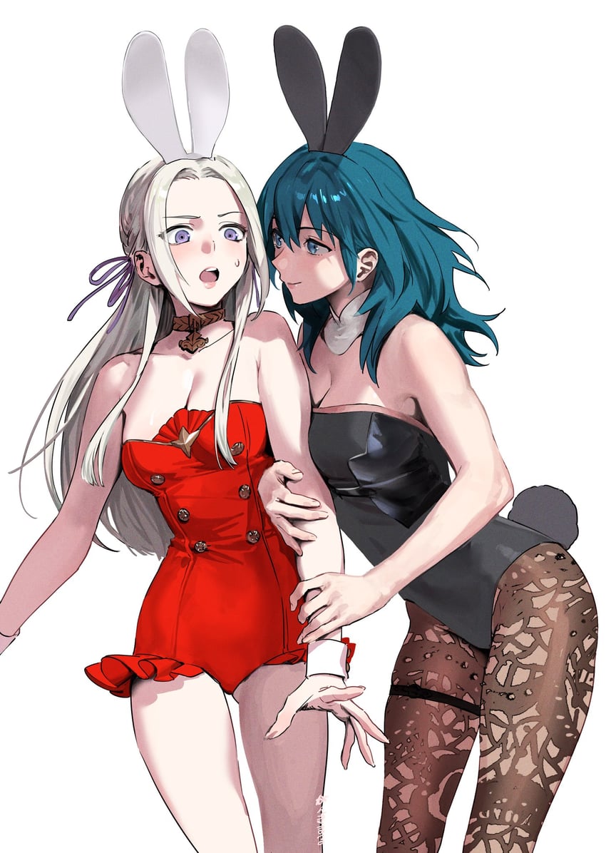 female byleth and edelgard von hresvelg (fire emblem and 1 more) drawn by papipupepo4989