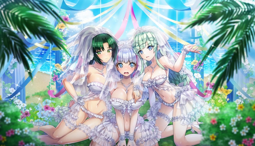 harunami anri, kukuri tomo, and selena lewis (dolphin wave) drawn by ootomo_takuji