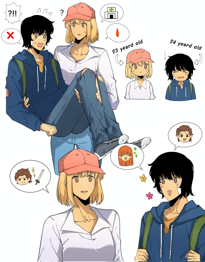 sung jin-woo, cha hae-in, and lee joo-hee (solo leveling) drawn by momo_fanart