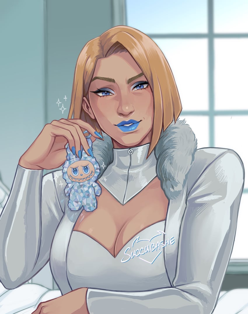 emma frost and labubu (marvel and 3 more) drawn by malevolent_lxix