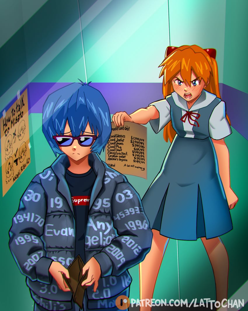 souryuu asuka langley and ayanami rei (neon genesis evangelion) drawn by lattochan