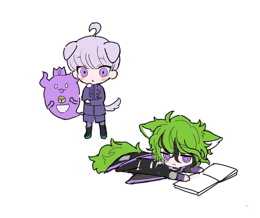 yuma kokohead, shinigami, and vivia twilight (master detective archives: rain code) drawn by parimi_(tobari)