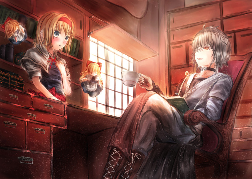 alice margatroid, morichika rinnosuke, and shanghai doll (touhou) drawn by p-yama