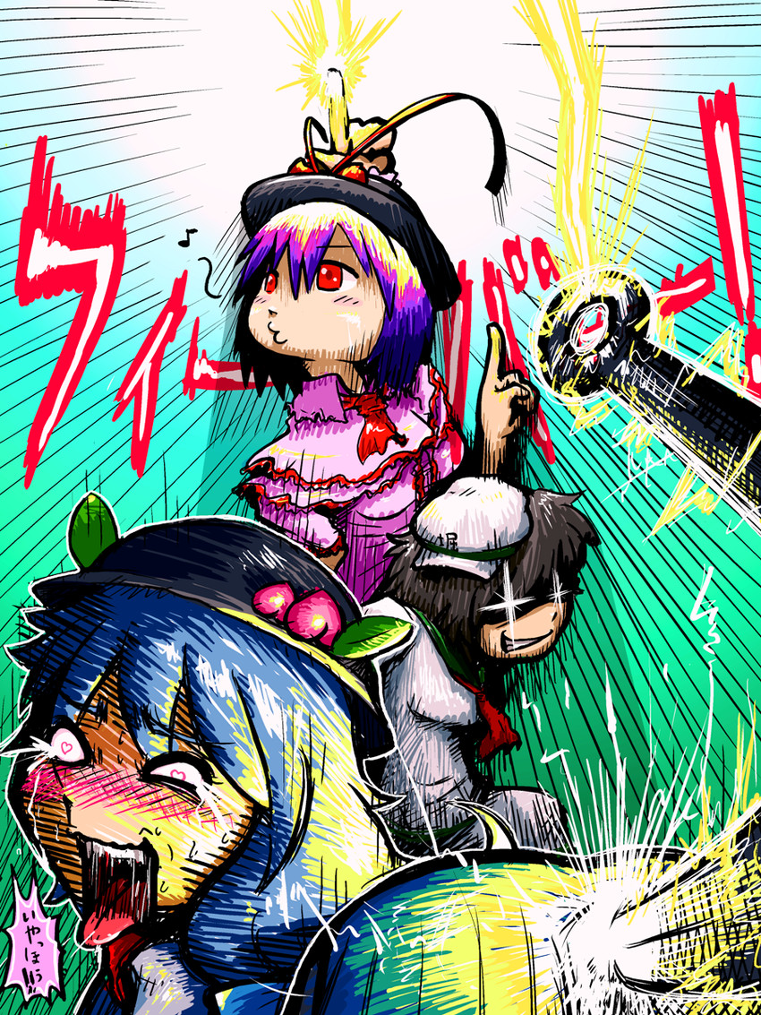 hinanawi tenshi, murasa minamitsu, and nagae iku (touhou) drawn by sho_(shirojiro_kuroguro)