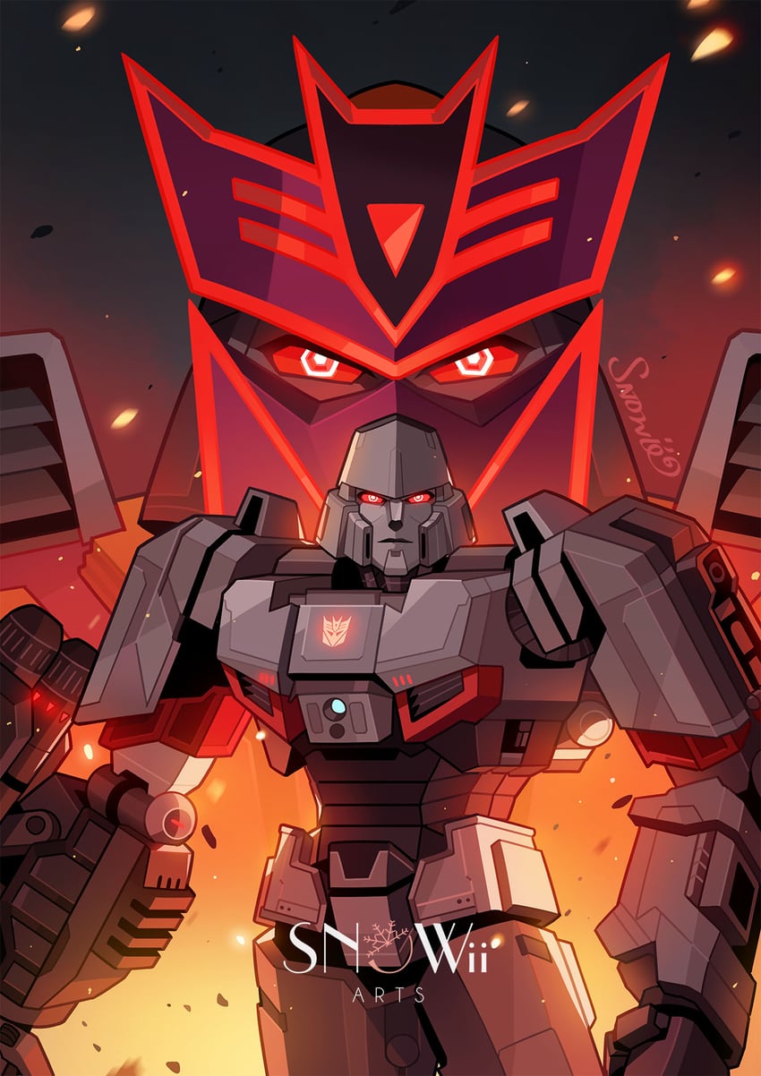 megatron and megatronus (transformers and 1 more) drawn by snowii_arts