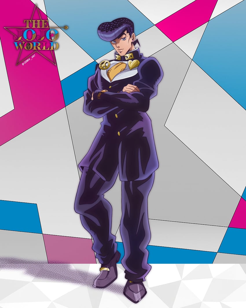 higashikata josuke (jojo no kimyou na bouken and 1 more) drawn by genda_art