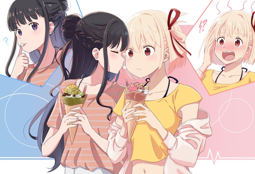 nishikigi chisato and inoue takina (lycoris recoil) drawn by chai_haru