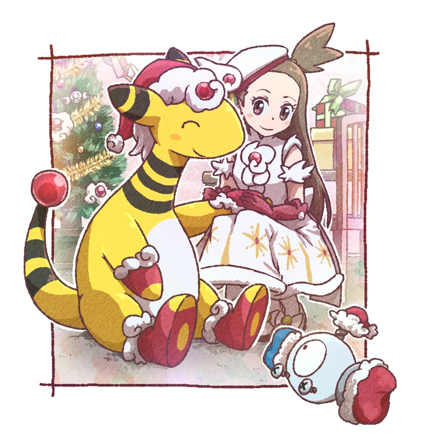 magnemite, ampharos, and jasmine (pokemon and 1 more) drawn by kotobukkii_(yt_lvlv)
