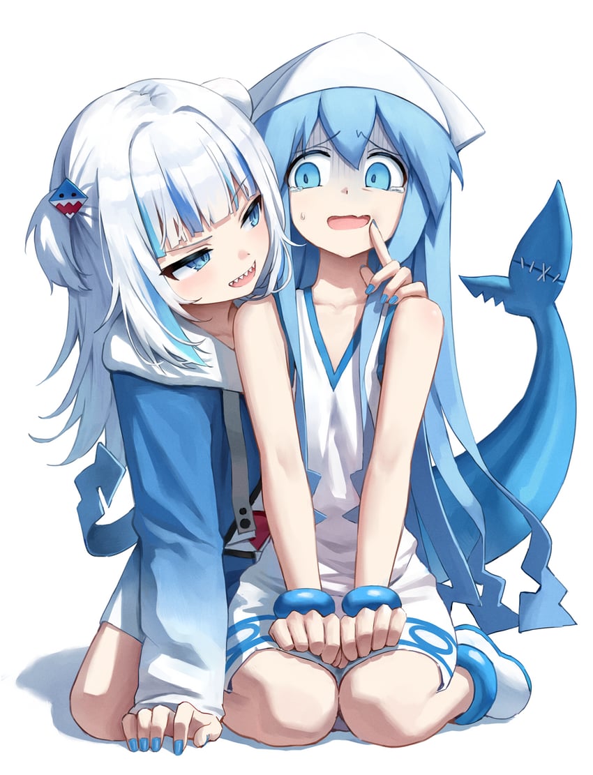 gawr gura and ikamusume (hololive and 2 more) drawn by superpig