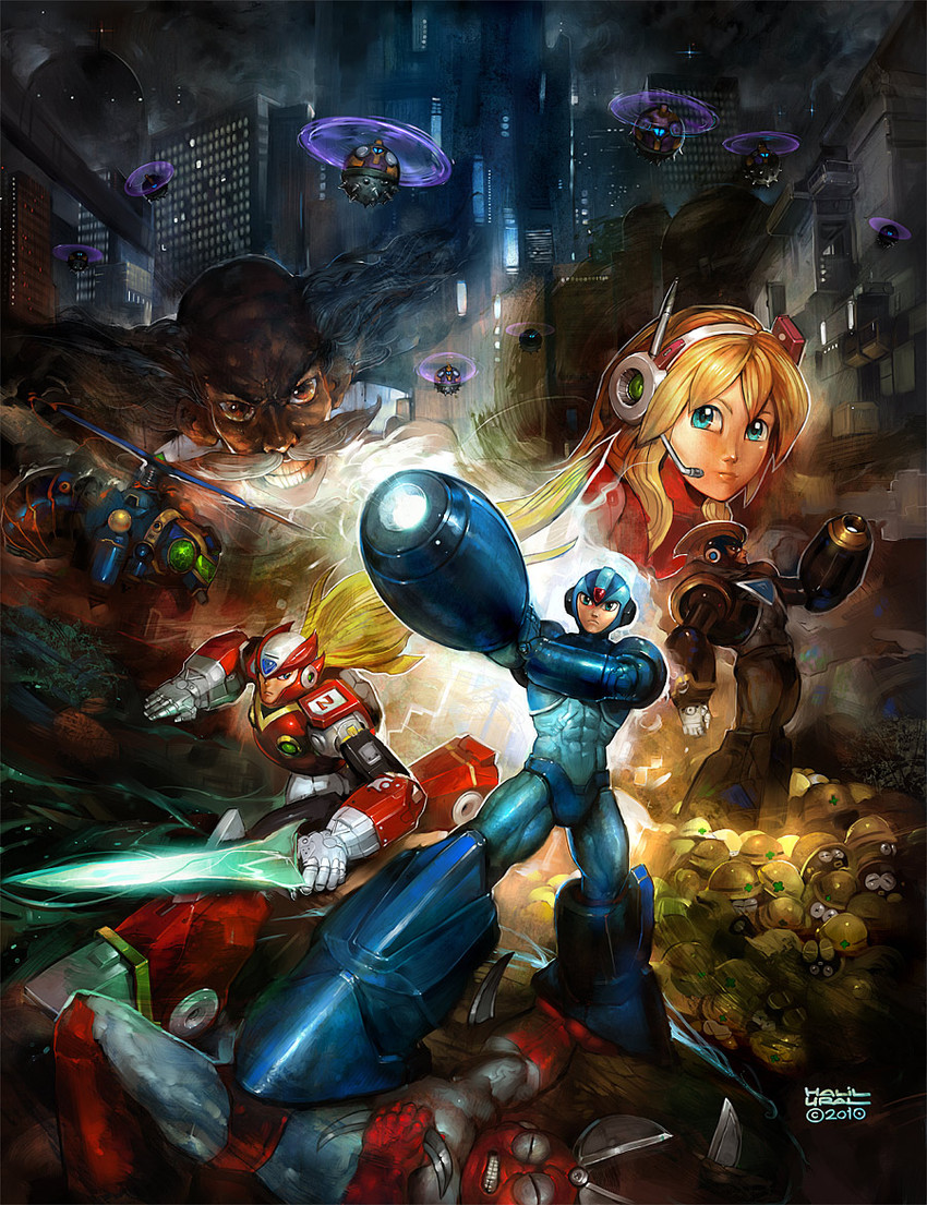 zero, x, bass, alia, met, and 2 more (mega man and 2 more) drawn by halil_ural