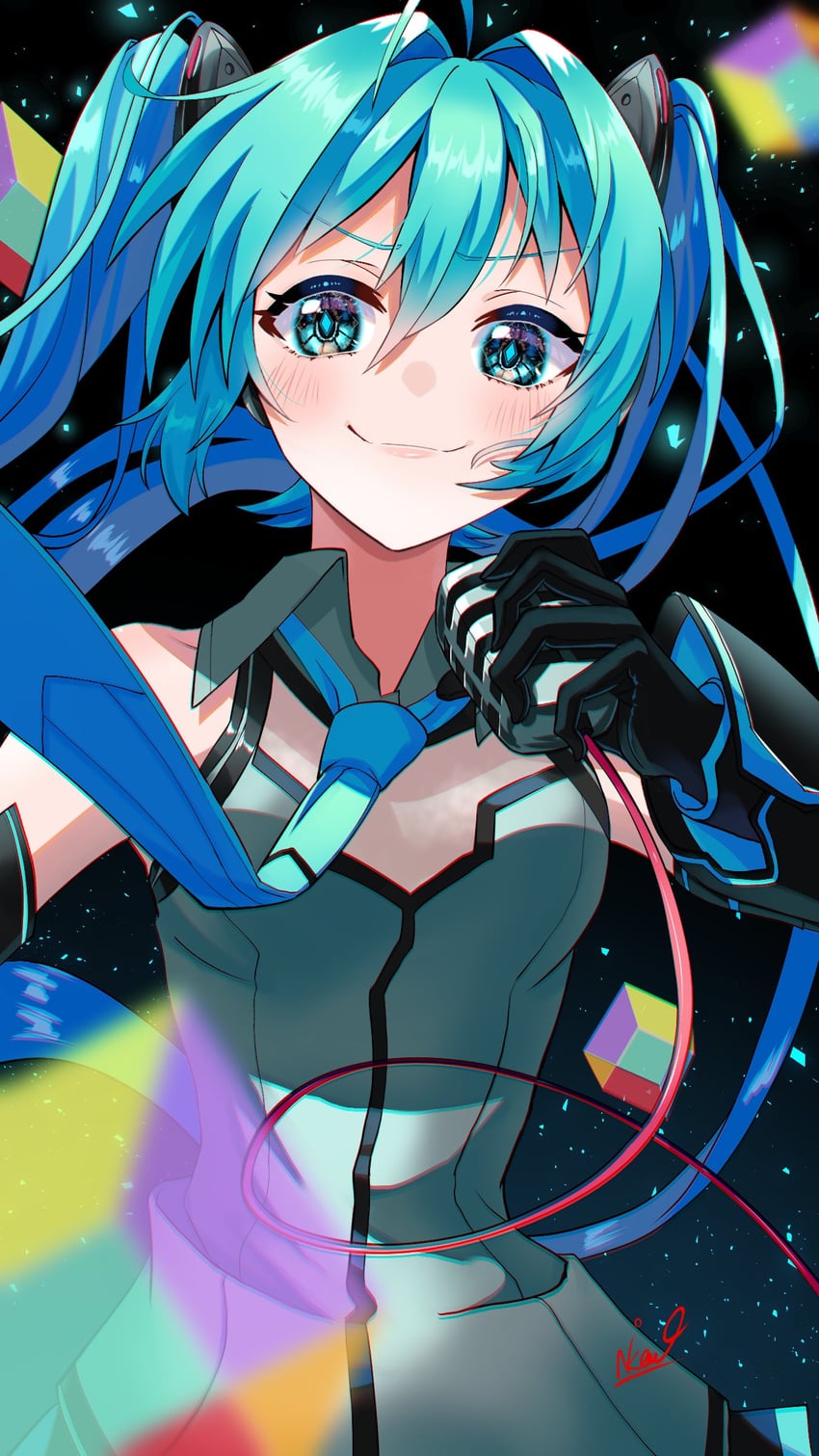 hatsune miku and magical mirai miku (vocaloid and 2 more) drawn by tatyaoekaki