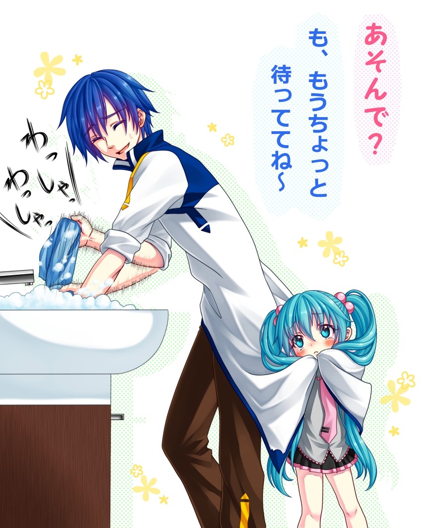 hatsune miku, kaito, and petite miku (vocaloid) drawn by kotobuki0101