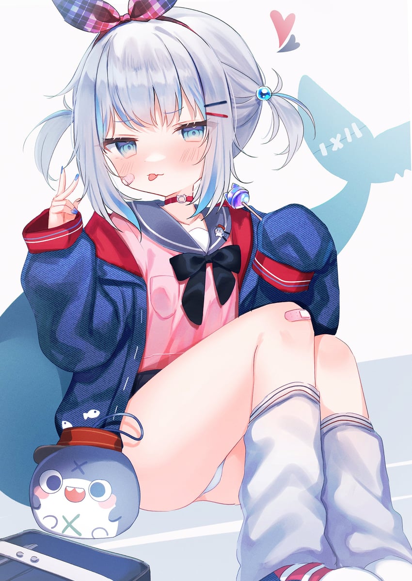 gawr gura and bloop (hololive and 1 more) drawn by shouu-kun