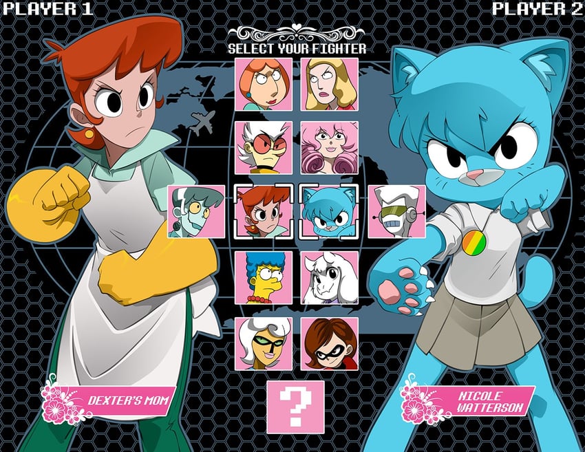 toriel, lois griffin, helen parr, nicole watterson, elastigirl, and 5 more (street fighter and 10 more) drawn by bleedman