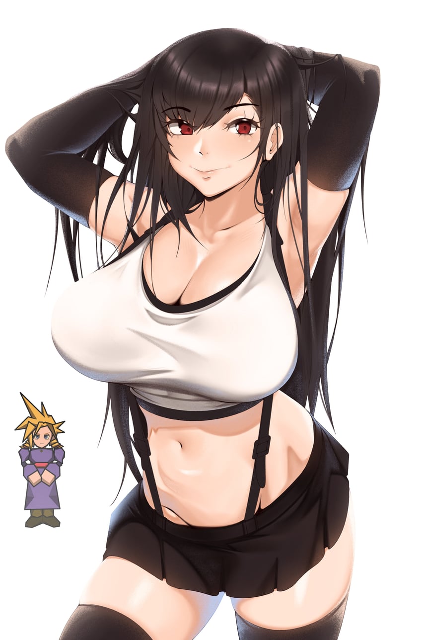 tifa lockhart and cloud strife (final fantasy and 2 more) drawn by kevbot
