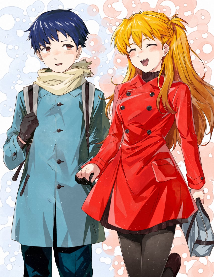 souryuu asuka langley and ikari shinji (neon genesis evangelion) drawn by kanmiya_shinobu