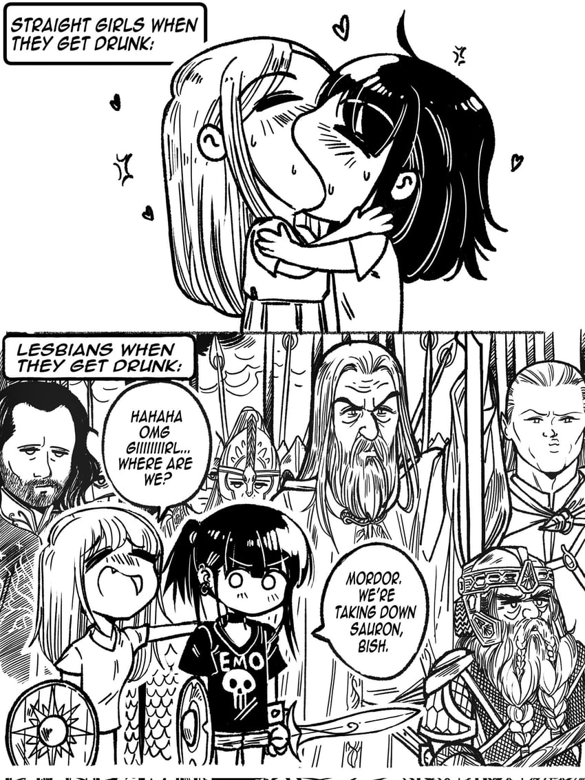legolas, emo-girl, gandalf, aragorn, and gimli (original and 2 more) drawn by grs-